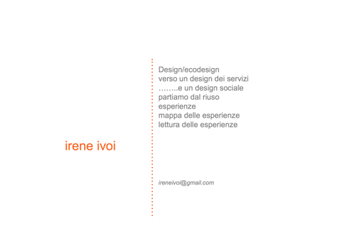 Irene Ivoi - Design/ecodesign, verso un design dei servizi